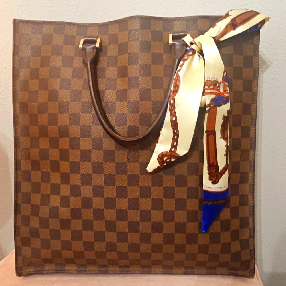 Louis Vuitton Sac Plat N51140 Damier Bag Hand Bag Vertical Tote Bag Ebene Brown
